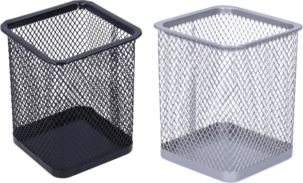 Czarny stojak na długopisy biurowe