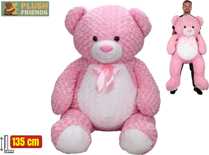 Plush Friends różowy pluszowy miś z kokardą 135 cm