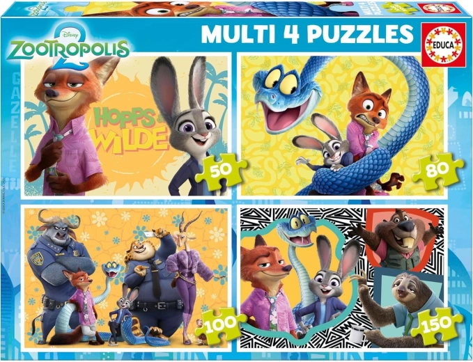 Educa puzzle Zootropolis 4w1 – dziecięce progresywne puzzle (50, 80, 100 i 150 elementów)