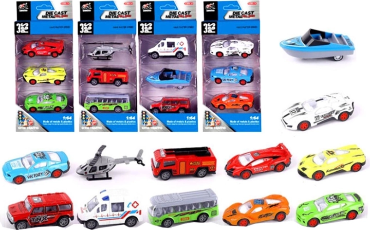 Zestaw metalowo‑plastikowych autek – 3 szt.