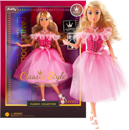 Modna lalka w sukni wieczorowej – ciemnoróżowa