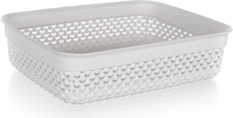 Plastowy koszyk rattanowy biały 2,2 l 24,5 × 19,5 × 6 cm