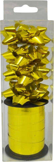 Zestaw ozdobnych kokard metaliczne złoto, 2 szt. (szerokość 6 mm)