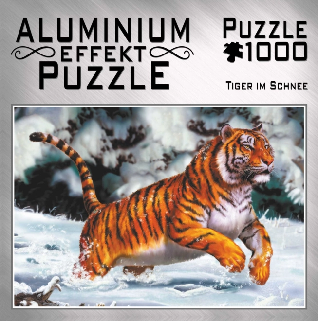 Metaliczne puzzle tygr na śniegu 1000 elementów