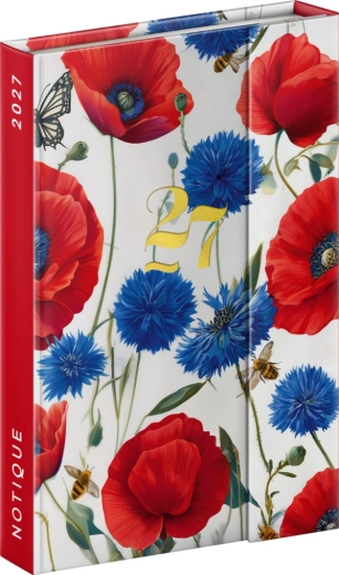 Notique magnetyczny tygodniowy terminarz Poppies 2027, 11 × 16 cm