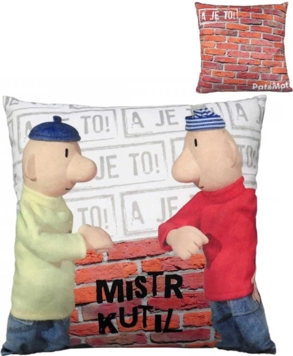 Moravská ústředna pluszowa poduszka Pat i Mat – mistrz majsterkowania 30 × 30 cm