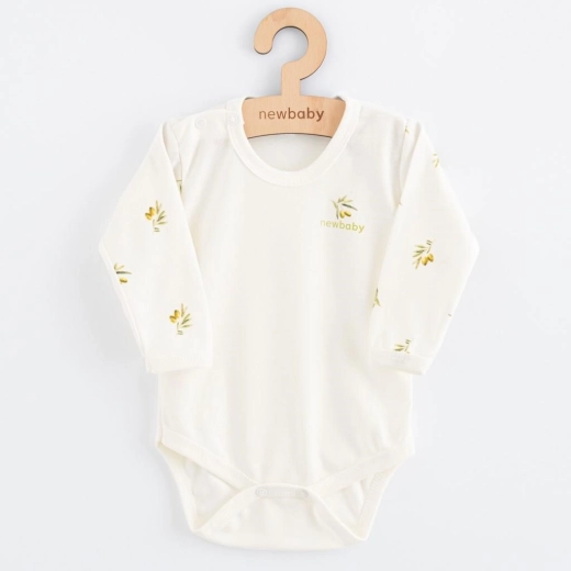 Body niemowlęce z organicznej bawełny z długim rękawem New Baby oliwki
