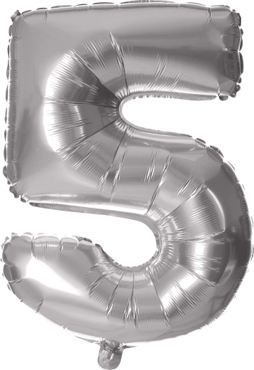 Balon foliowy cyfra 5, 30 cm, srebrny TORO