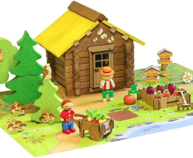 Jeujura drewniane klocki konstrukcyjne Domek w naturze (95 elementów)