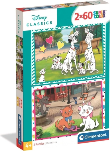 Puzzle CLEMENTONI Disney: 101 dalmatyńczyków i Arystokoty 2×60 elementów