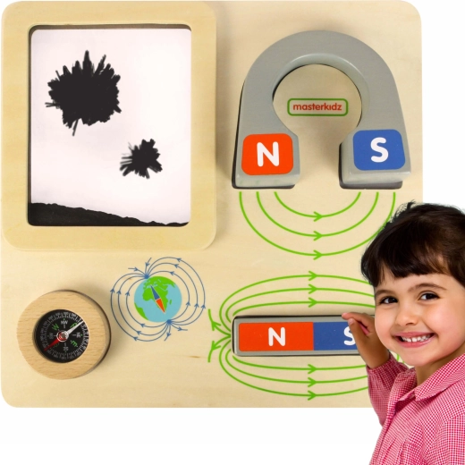 Masterkidz drewniana edukacyjna tablica magnetyczna z kompasem