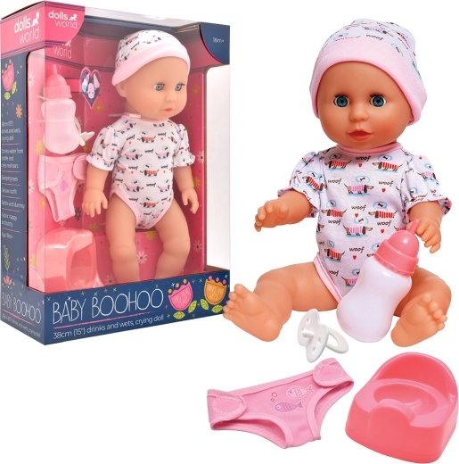Dolls World lalka Baby Boohoo 38 cm z funkcjami i akcesoriami