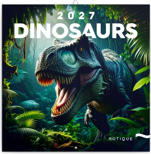 Natique kalendarz ścienny z miejscem na notatki Dinozaury 2027, 30 × 30 cm