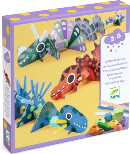 DJECO kreatywny zestaw do nawlekania – dinozaury