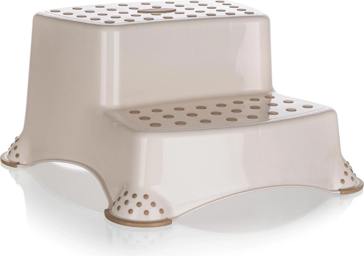 Antypoślizgowy dwustopniowy stołek kremowy 40 × 37 × 21 cm