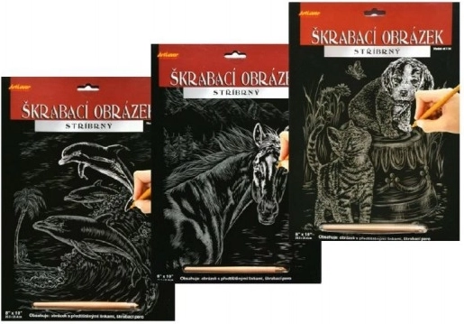 Obrazek do drapania z motywem Konie - Srebrny 20x25 cm