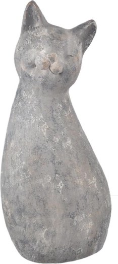 Dekoracyjna ceramiczna figurka kota szara 53 cm