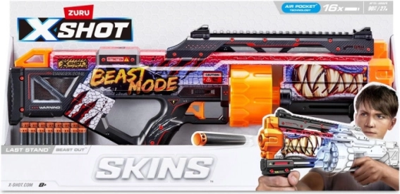 X-Shot Skins Last Stand Beast Mode – dziecięcy piankowy blaster (16 strzałek)