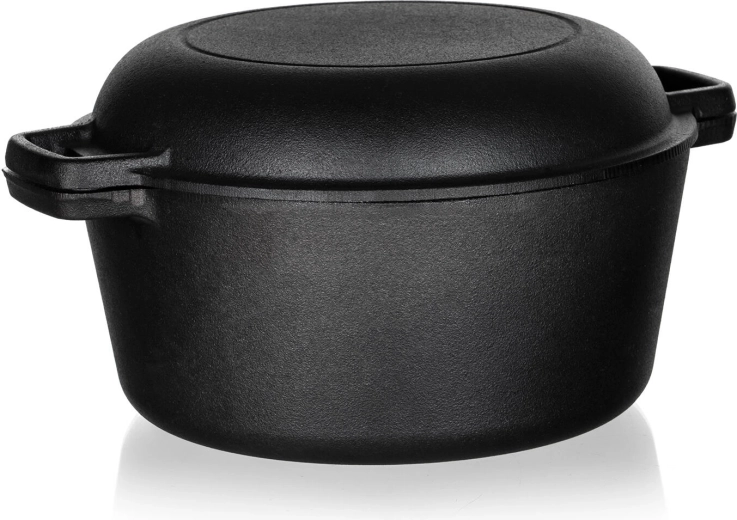 Żeliwny garnek z pokrywą Excellent 4,8 l + 1,8 l pokrywa, czarny