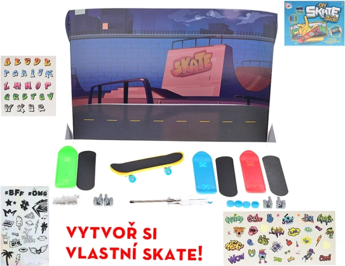 Kreatywny zestaw do fingerboardu 9,5 cm – montaż i dekoracja, 4 deski