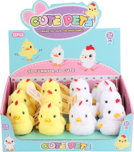 Nakręcane skaczące kurczątko z czerwonym grzebieniem