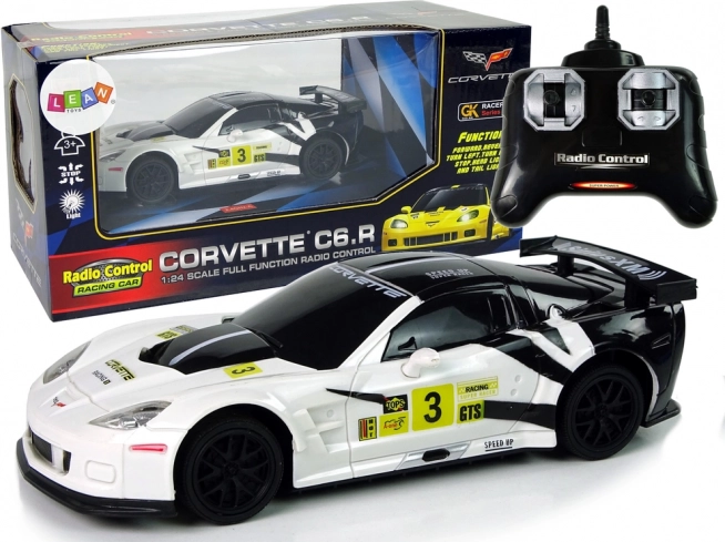 Sportowy samochód wyścigowy R/C 1:24 Corvette C6.R biały ze światłami