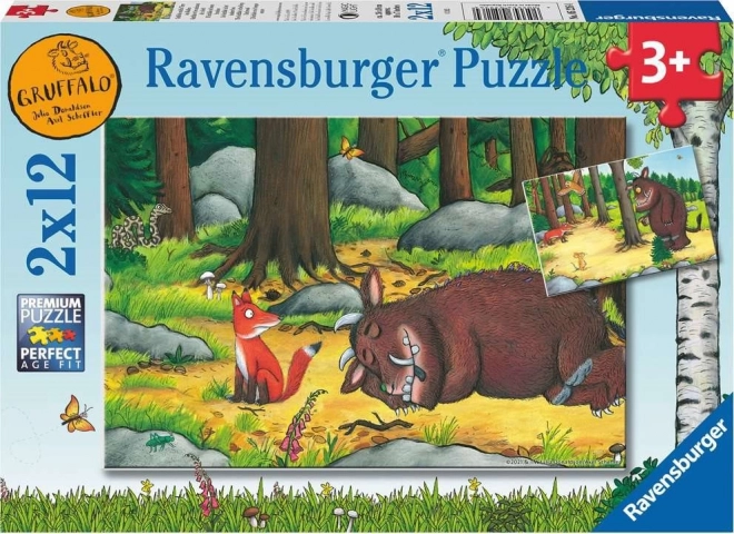 RAVENSBURGER Puzzle Gruffalo i zwierzęta w lesie 2x12 elementów