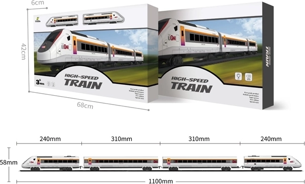 Zestaw kolejowy z lokomotywą elektryczną, wagonami i akcesoriami