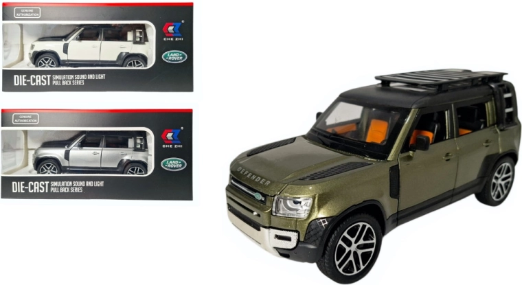 Metalowy model Land Rover Defender 1:24 ze światłem i dźwiękiem