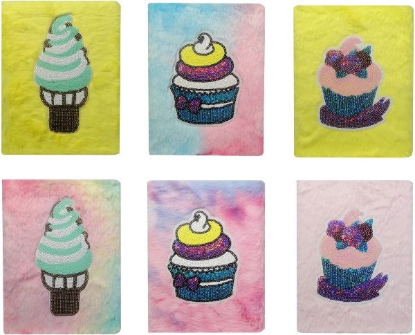 Pluszowy pamiętnik z cekinowymi babeczkami i lodami