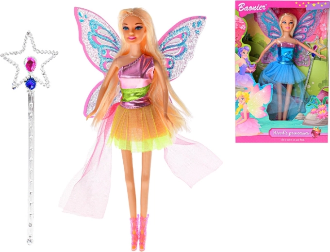 Lalka wróżka ze skrzydłami i magiczną różdżką, zginana 29 cm