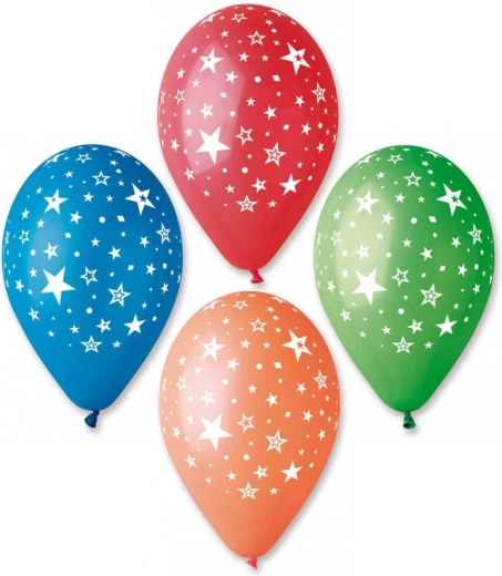 Gemar pastelowy balon lateksowy z nadrukiem gwiazd 30 cm - 1 sztuka