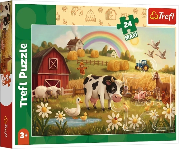 Maxi puzzle 24 elementy Krowa na farmie