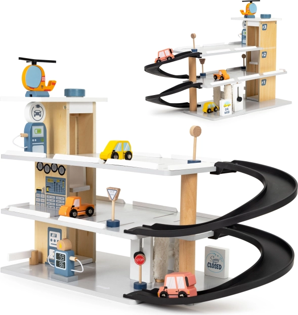 Drewniany garaż z windą i myjnią ECOTOYS