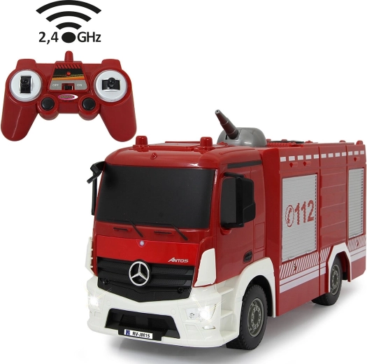 Jamara zdalnie sterowany wóz strażacki Mercedes-Benz Antos 1:26 z funkcją spryskiwania, 2,4 GHz
