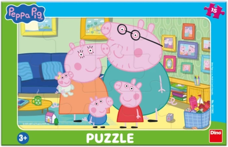 Puzzle Świnka Peppa w salonie 15 elementów