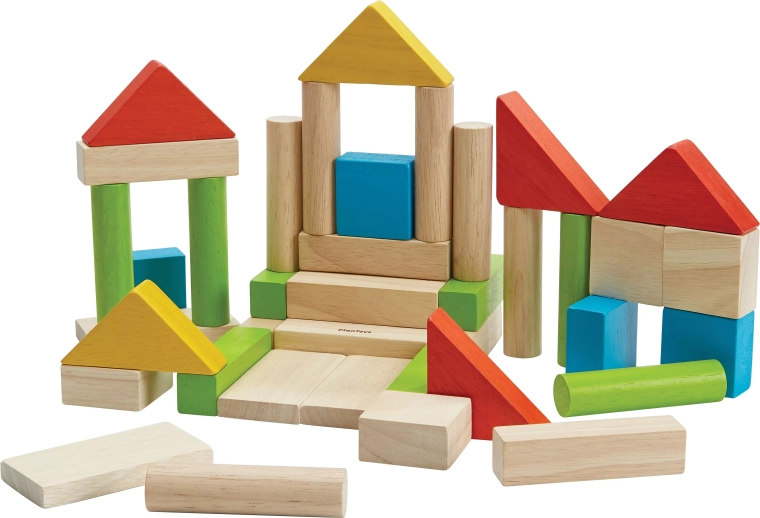 Plan Toys kolorowe drewniane klocki 40 szt.