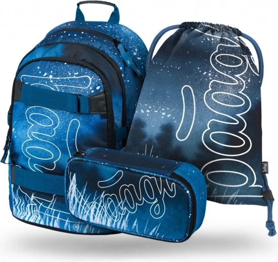 Zestaw szkolny BAAGL Skate Steel: plecak, piórnik i worek