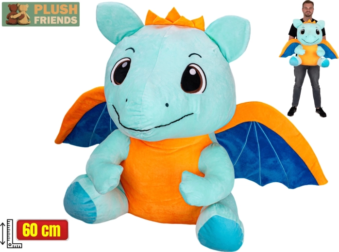Plush Friends jasnoniebieski pluszowy smok 60 cm (siedzący)