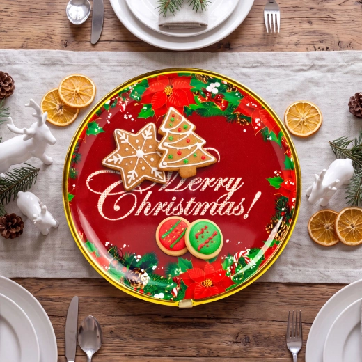 Plastikowy talerz świąteczny Merry Christmas, 22 cm
