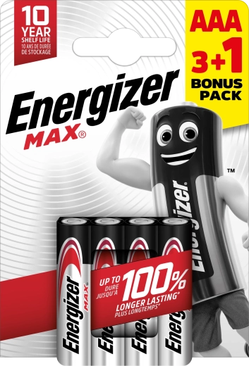 Energizer Max AAA baterie alkaliczne 4 szt. (3+1 gratis)