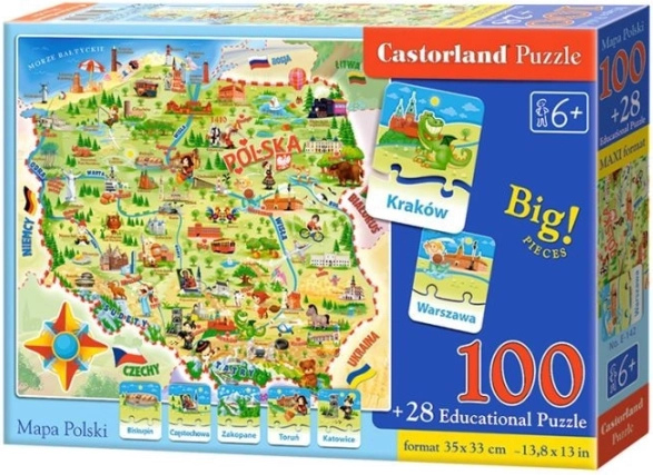 Castorland Mapa Polski Puzzle 100 elementów i quiz