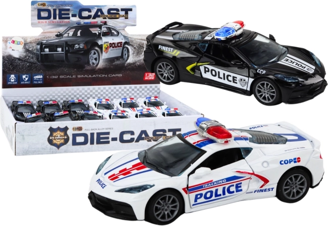 Metalowy policyjny samochodzik 1:32 z napędem