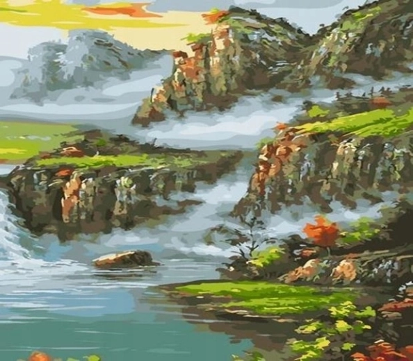 Norimpex Malowanie po numerach Mgliste góry 40 × 50 cm