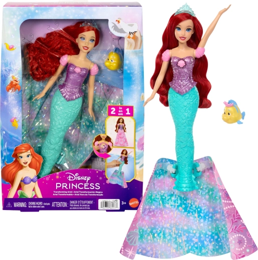 Disney Princess lalka Ariel 2w1 – księżniczka i syrenka z akcesoriami