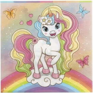 Papierowe serwetki Jednorożec 33 × 33 cm, 12 szt.