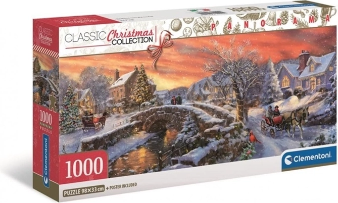 Puzzle panoramiczne Clementoni – Świąteczne miasteczko 1000 elementów