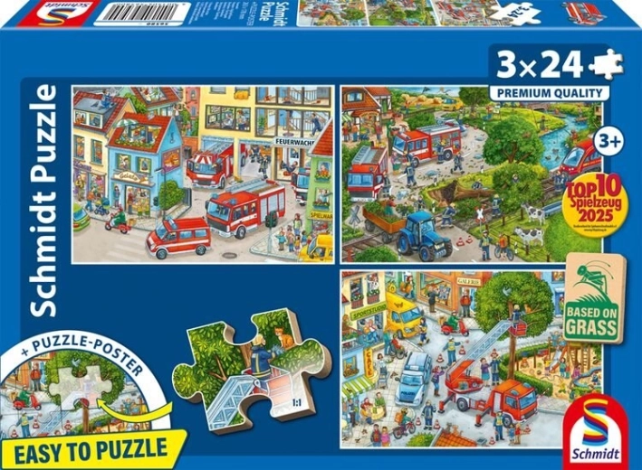 Puzzle strażacy 3×24 elementy