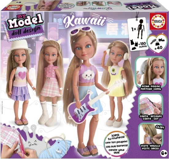 Educa My Model Doll Design – kreatywny zestaw kawaii do projektowania ubrań dla lalki