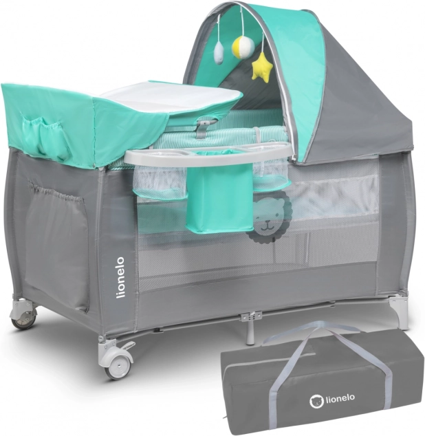 Łóżeczko turystyczne Sven Plus od Lionelo – Turkusowy